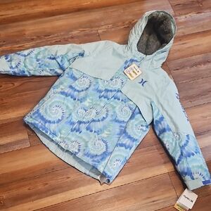 🆕 Hurley Kids Blue tie dye snowboard jacket